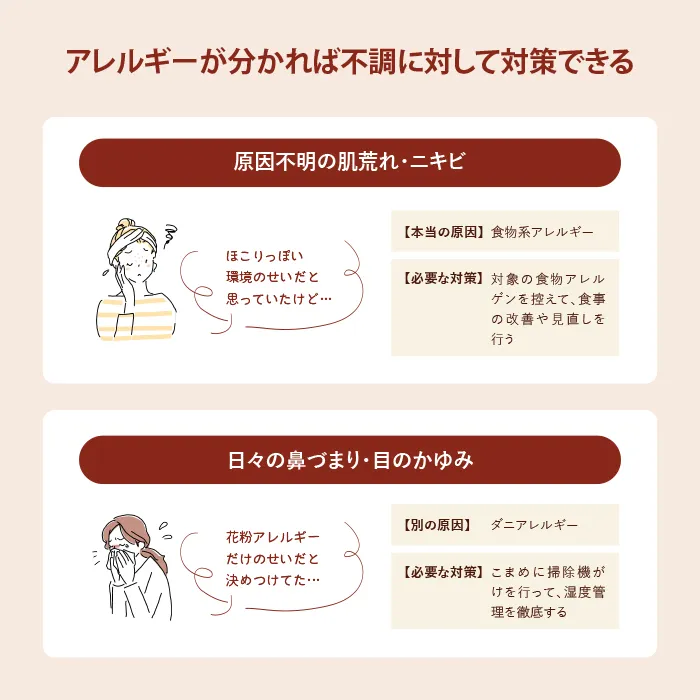 アレルギーが分かれば対策ができる