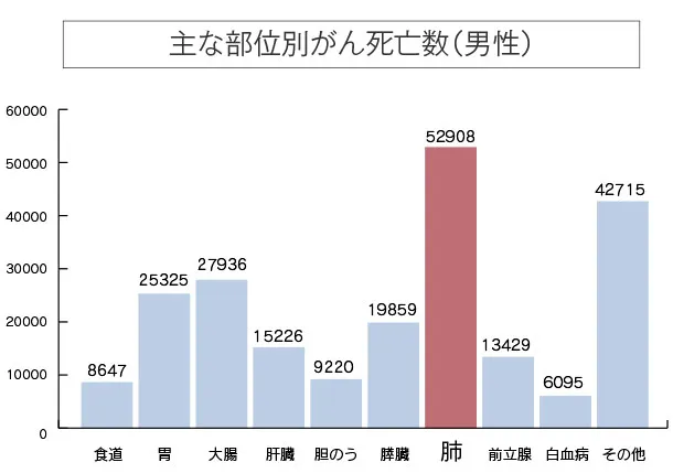 主な部位別がん死亡数（男性）