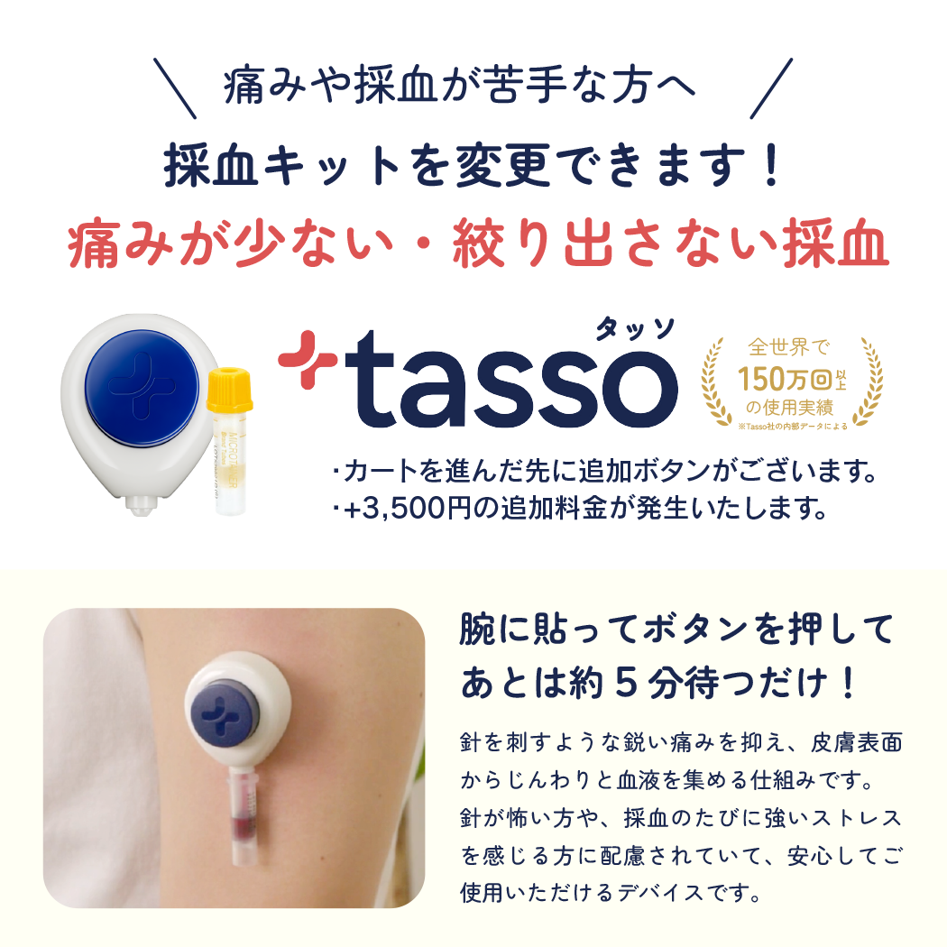 採血が苦手な方へ。痛みが少なく、絞り出しがない採血キットtasso